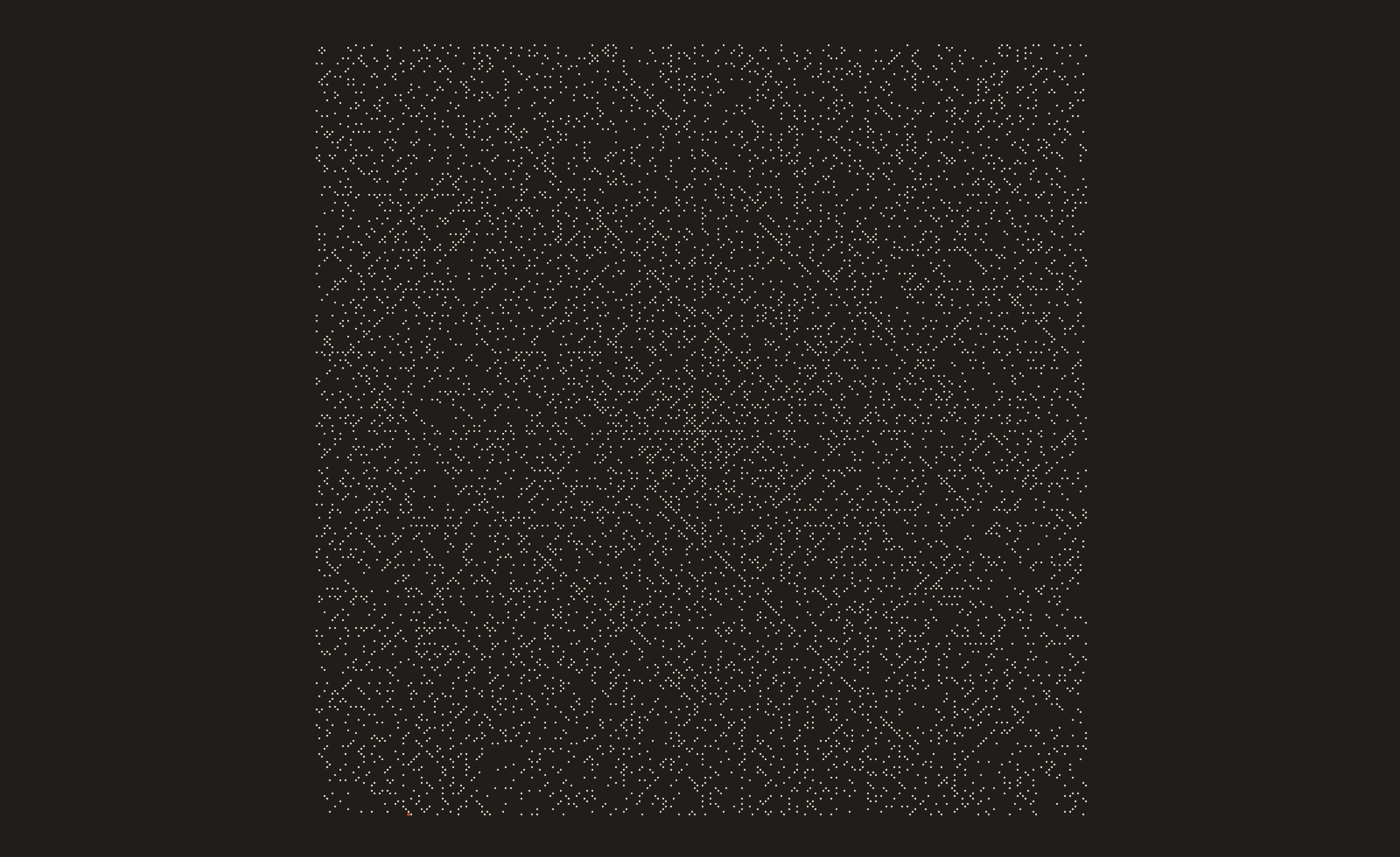 Primes plotted in a square spiral up to 86400